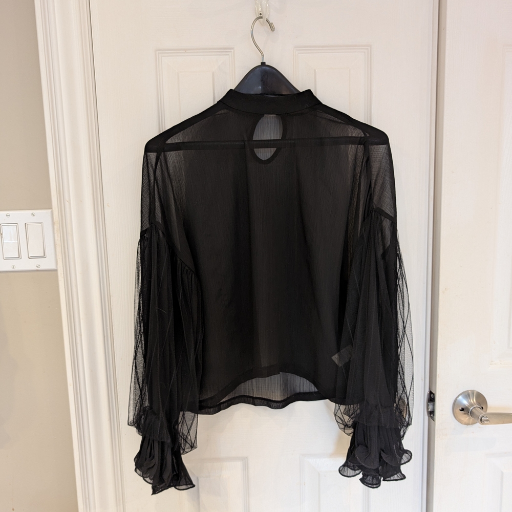 Elegant Black Sheer Women's Top